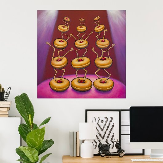 Donuts dansen grillige donut personages poster