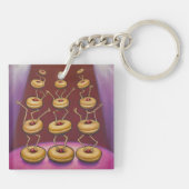 Donuts dansen grillige donut personages sleutelhanger (Achterkant)