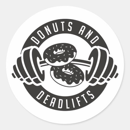 Donuts & Deadlifts T-Shirt Ronde Sticker (Voorkant)