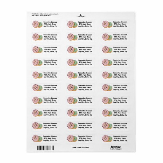 Donuts Design Return-adreslabel Etiket (Full Sheet)