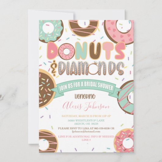 Donuts & Diamonds Bridal Shower Invitation Kaart (Voorkant)