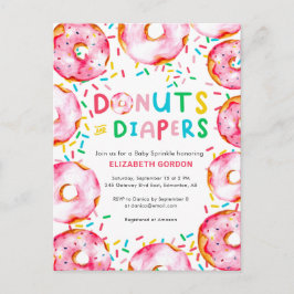Donuts & Diapers Baby Sprinkle Cute Colorful Fun Briefkaart