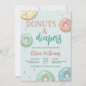 Donuts & Diapers Cute Mint Green Baby shower Kaart (Voorkant)