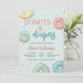 Donuts & Diapers Cute Mint Green Baby shower Kaart (Staand voorkant)