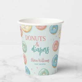 Donuts & Diapers Cute Mint Green Baby shower Papieren Bekers