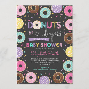 Donuts & diapers Doughnoten Baby shower Chalkboard Kaart