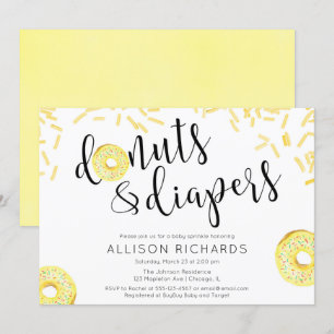 Donuts diapers genderneutraal gele baby sprinkhaan kaart