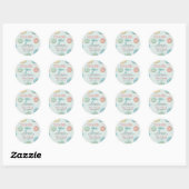 Donuts & Diapers Mint Green Baby shower Hartelijk  Ronde Sticker (Vel)