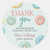 Donuts & Diapers Mint Green Baby shower Hartelijk  Ronde Sticker (Voorkant)