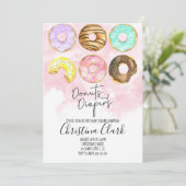 Donuts & diapers Roze Baby shower Kaart (Staand voorkant)