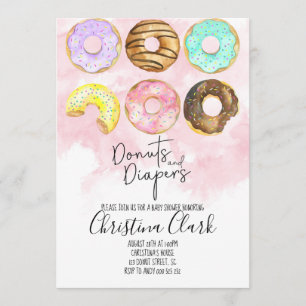 Donuts & diapers Roze Baby shower Kaart