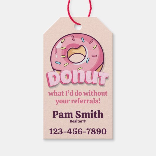 Donuts, Donut, Coffee, Realtor Pop-door Verwijzing Cadeaulabel (Voorkant)