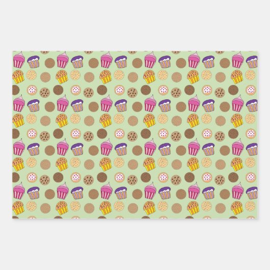 Donuts, donuts, taarten, taarten, cupcakes inpakpapier vel (Voorkant 2)