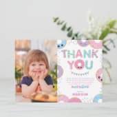 Donuts Doughnuts Sprinkles Birthday Party Foto Bedankkaart (Staand voorkant)