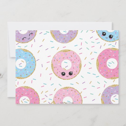 Donuts Doughnuts Sprinkles Birthday Party Foto Bedankkaart (Achterkant)
