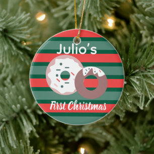 Donuts Eerst Kerst Prettig Kerstfeest Keramisch Ornament