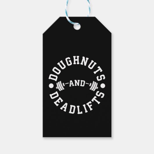 Donuts en Deadlifts - Carbs - Funny Workout Cadeaulabel (Voorkant)