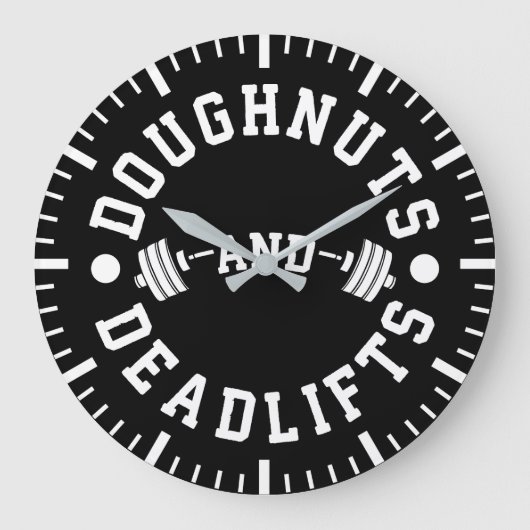 Donuts en Deadlifts - Carbs - Funny Workout Grote Klok (Voorkant)