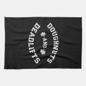 Donuts en Deadlifts - Funny Gym Workout Theedoek (Horizontaal)