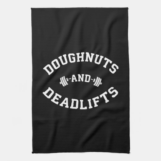 Donuts en Deadlifts - Funny Gym Workout Theedoek (Verticaal)