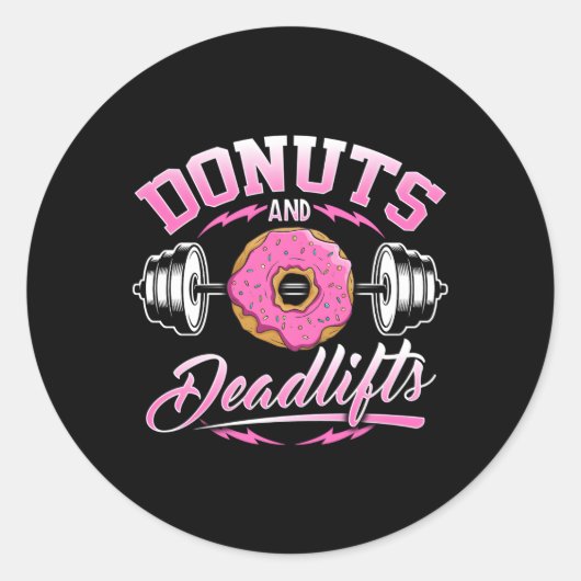 Donuts en Deadlifts Gewichtheffen Gym Jacket Ronde Sticker (Voorkant)