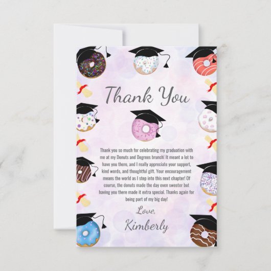 Donuts en Degrees Afstuderen Brunch Bedankkaart (Voorkant)