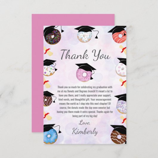 Donuts en Degrees Afstuderen Brunch Bedankkaart (Voorkant / Achterkant)