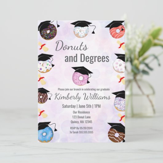 Donuts en Degrees Afstuderen Brunch Kaart (Staand voorkant)