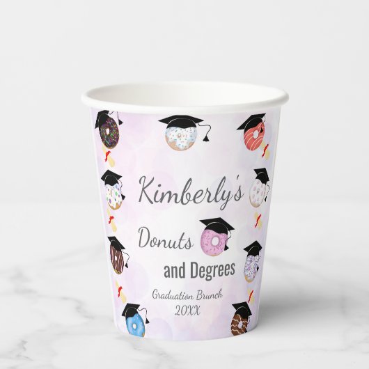 Donuts en Degrees Afstuderen Brunch Papieren Bekers (Achterkant)