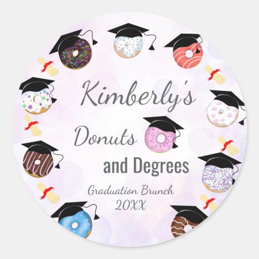 Donuts en Degrees Afstuderen Brunch Ronde Sticker (Voorkant)