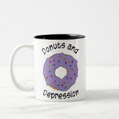 Donuts en depressie-Mok Tweekleurige Koffiemok (Links)