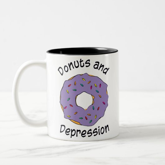Donuts en depressie-Mok Tweekleurige Koffiemok (Links)