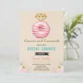 Donuts en diamanten bruidsuitnodiging kaart (Staand voorkant)