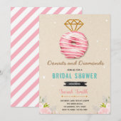 Donuts en diamanten bruidsuitnodiging kaart (Voorkant / Achterkant)