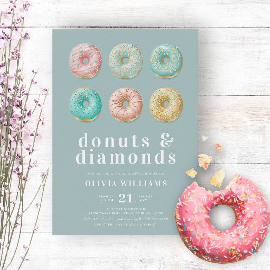 Donuts en Diamanten Chic Mintgroene Bruidsdouche Kaart