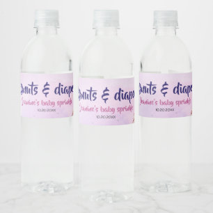 Donuts en diapers Baby Sprinkle Shower Waterfles Etiket