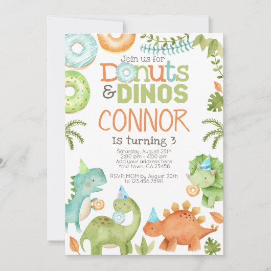 Donuts en dino's kaart (Voorkant)