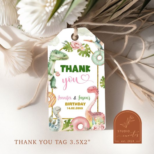 Donuts en Dinosaurussen Gezamenlijke Verwant Gift  Cadeaulabel