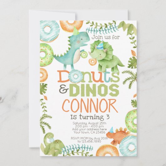 Donuts en dinosaurussen kaart (Voorkant)