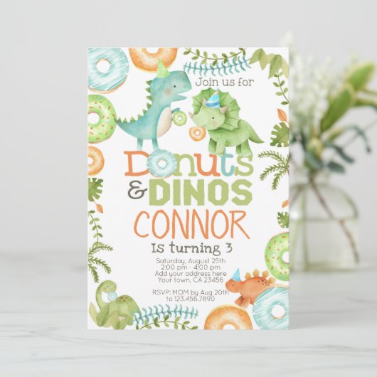 Donuts en dinosaurussen kaart (Staand voorkant)