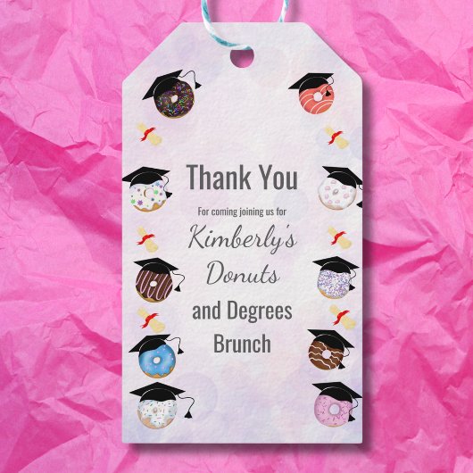 Donuts en Diploma's Afstudeer Brunch Bedankt Cadeaulabel