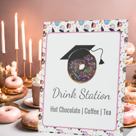 Donuts en Diploma's Afstudeer Drinkstation Reclamebord Met Voetstuk