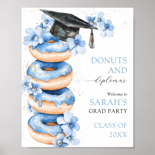 Donuts en diploma's Afstudeer welkom bord poster (Voorkant)
