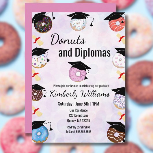 Donuts en Diploma's Afstudeerbrunch Kaart