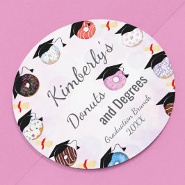 Donuts en Diploma's Afstudeerbrunch Ronde Sticker