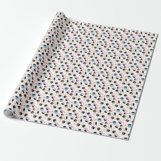 Donuts en Diploma's Afstudeerpatroon Cadeaupapier (Uitgerold)
