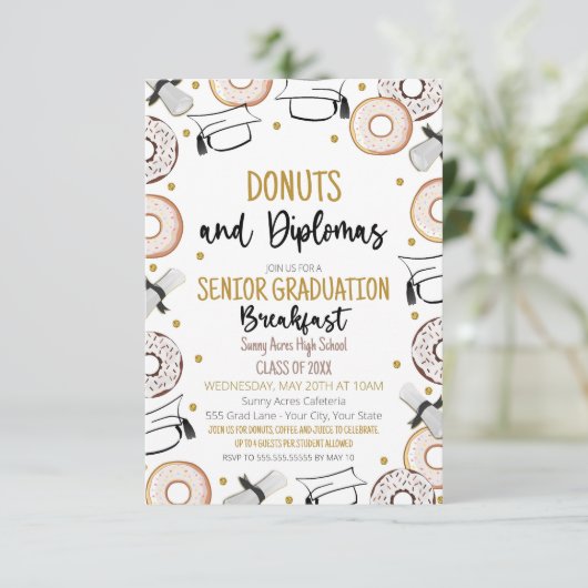 Donuts en Diplomas Afstuderen Kaart (Staand voorkant)