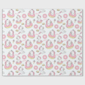 Donuts en eenhoorns grillig patroon cadeaupapier (Vlak)