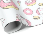 Donuts en eenhoorns grillig patroon cadeaupapier (Rol Hoek)