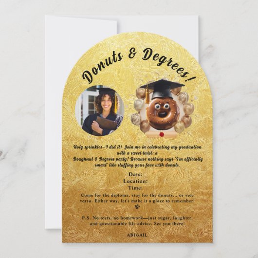 Donuts en graden foto afstuderen partij kaart (Voorkant)